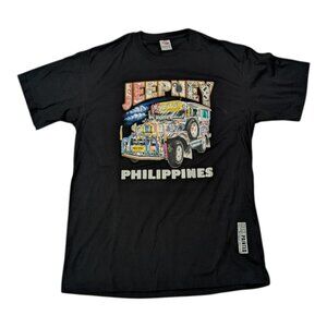 Vintage Philippines Jeepney Hand Painted Black Shirt Dibuho Awesome Graphics 2XL